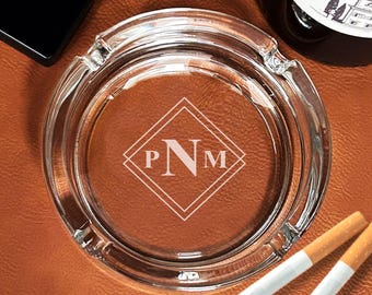 Engraved Personalized Cigarette Ashtray, Glass Engraved Personalized  {Item#685}