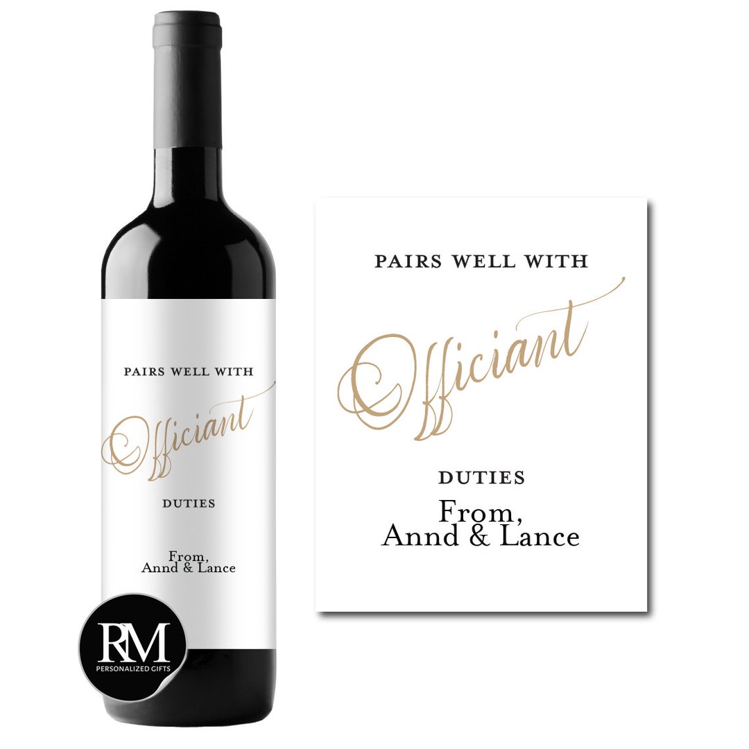 Personalized Wedding Wine Labels: 'pairs Well With Officiant Duties ...