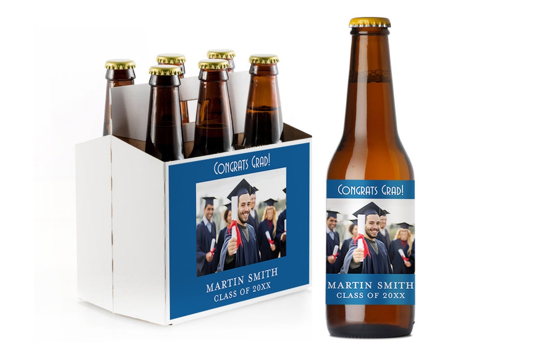 Personalized Graduation Beer Bottle Labels & Carrier - Etsy
