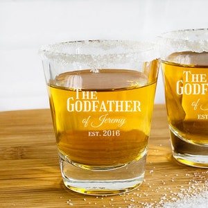 Engraved Godfather Personalized Fluted Shot Glass Gifts - Holiday Birthday Gifts - 1 pc  {Item# 628}