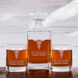 Nurse or Doctors Whiskey Decanter Whiskey Rocks Glasses, Personalized ...