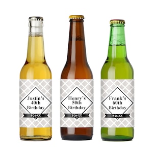 6 pieces Birthday Personalized Beer Bottle Labels, Birthday Party Personalized Beer Labels { PPD58-P }