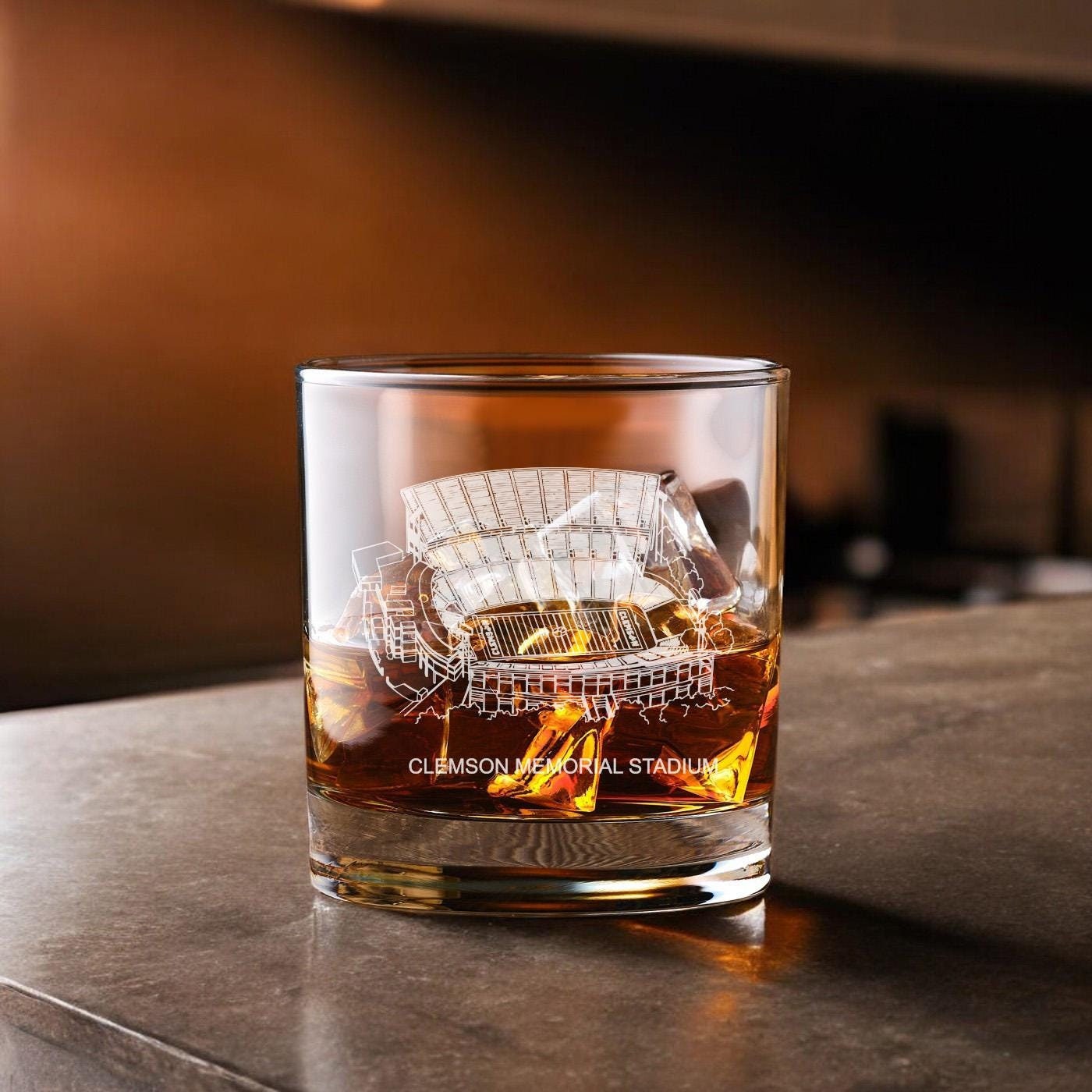 Personalized Etched Stadium Whiskey Glass, Holiday Gift - Etsy