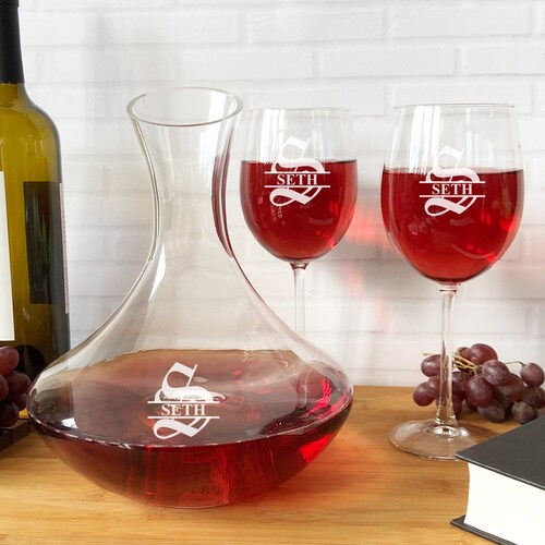 Wine Decanter Glasses Wine Glass Personalized Etched Wine Etsy