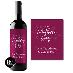 Personalized Wine Label Happy Mother&#39;s Day Labels, Mother&#39;s Day Personalized Wine Label 605, Set of 12