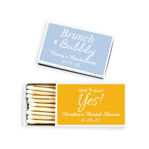 Personalized Bridal Shower Matches: Custom Matchbox Favors (Set of 50)