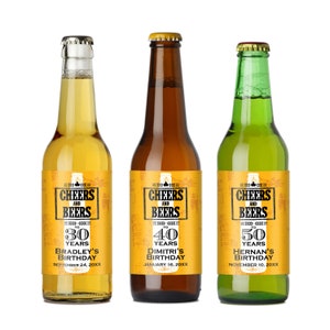 6 pieces Cheers To Beers Personalized Beer Bottle Labels, Birthday Party Personalized Beer Labels { PPD57-E-F-G-H }
