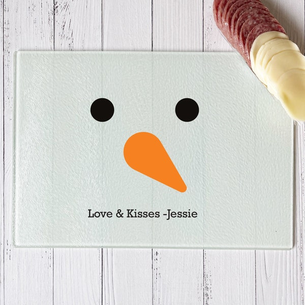 Glass Snowman Cutting Board Etsy