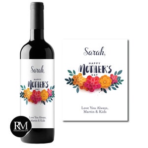 Personalized Wine Label Happy Mother&#39;s Day Labels, Mother&#39;s Day Personalized Wine Label 605, Set of 12