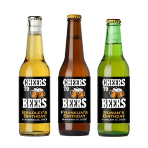 6 pieces Cheers To Beers Personalized Beer Bottle Labels, Birthday Party Personalized Beer Labels { PPD58-N }