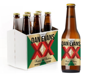 Birthday Personalized Beer Bottle Carrier or Personalized Beer Labels { 610 }