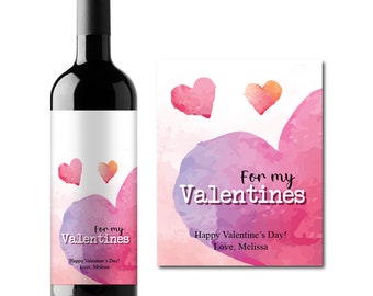 Set of 12 For My Valentines Personalized Wine Labels, Valentine's Day Wine Champagne Mini Bottle Labels 899