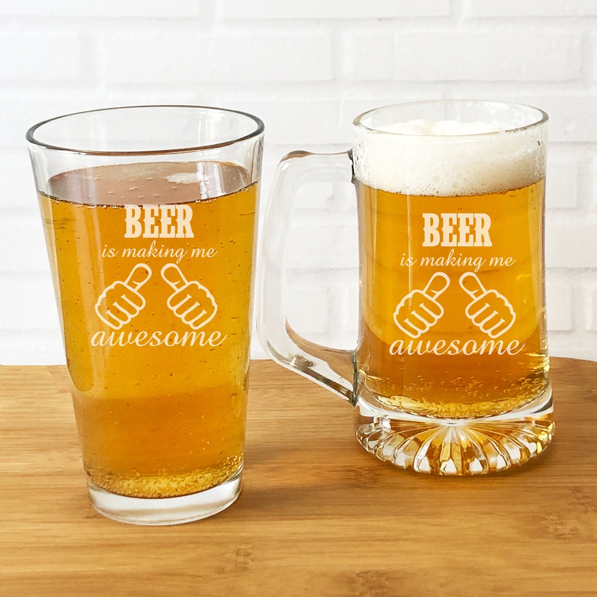 Personalized LaserEtched Beer Mug Or Glass W/ Skull And, 58 OFF