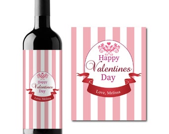 Set of 12 Happy Valentine's Day Personalized Wine Labels, Valentine's Day Wine Champagne Mini Bottle Labels 899