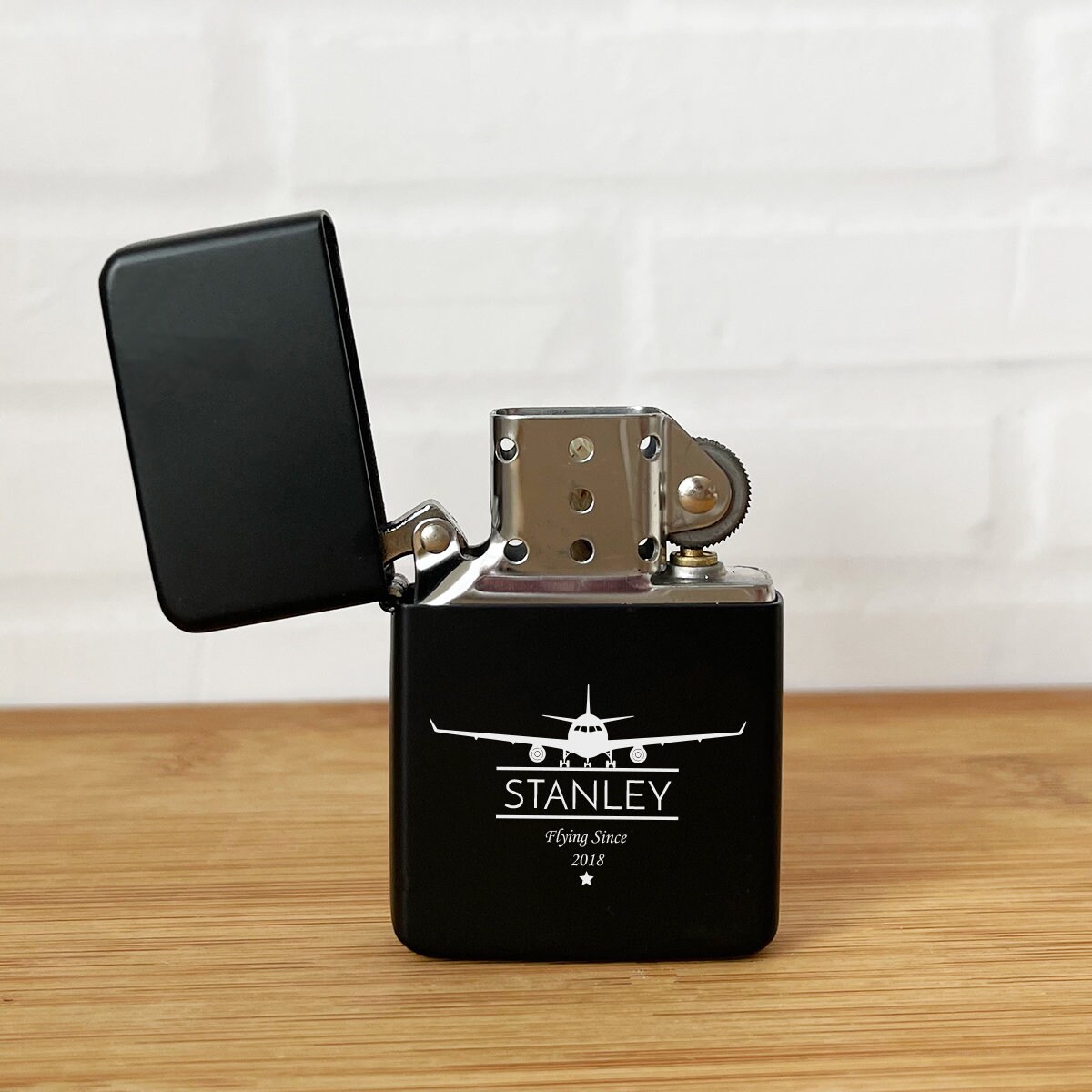 Engraved Airplane Design Engraved Personalized Lighter, Personalized Lighter