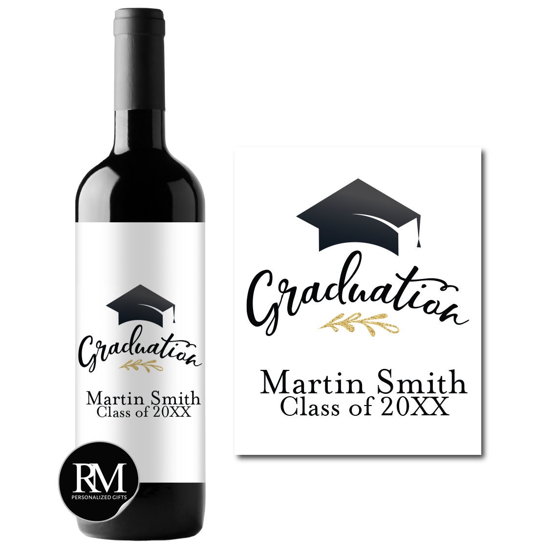 Personalized Graduation Wine Labels: Set of 12 Waterproof Party Favors ...