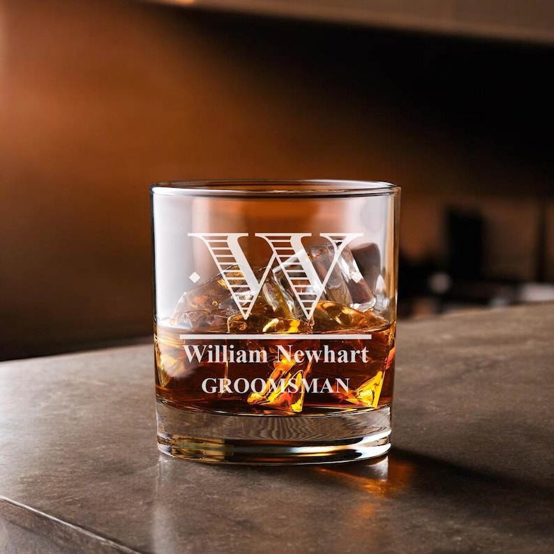 Monogram Whiskey Rocks Glasses, Engraved Initial Personalized Whiskey ...
