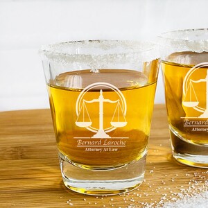 Engraved Attorney At Law  Personalized Fluted Shot Glass Gifts - Holiday Birthday Gifts - 1 pc {Item# 707}