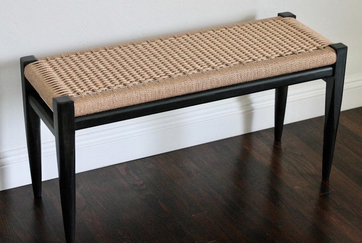 Handmade Danish Cord and Hardwood Bench 36x 13x 18 