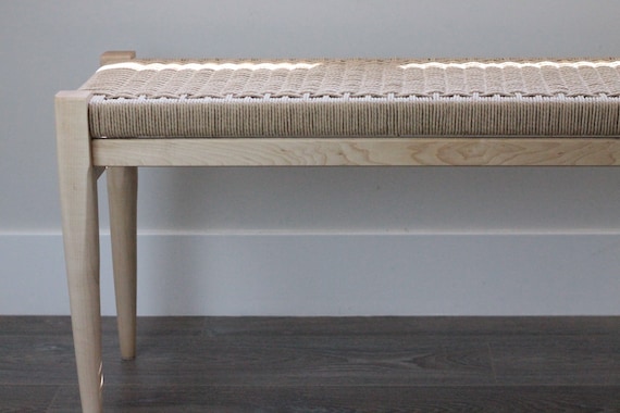 Handmade Danish Cord and Hardwood Bench 36x 13x 18 