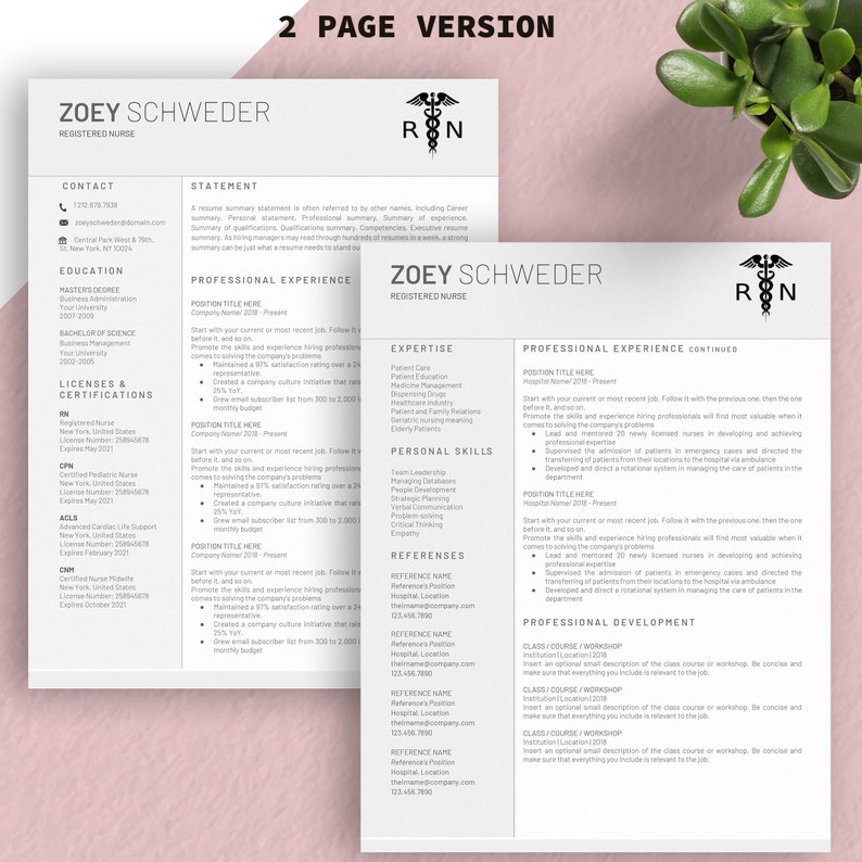 Registered Nurse Resume Template Nurse CV Template Nursing Resume Template Doctor CV RN Resume Design Nurse Resume Google Docs