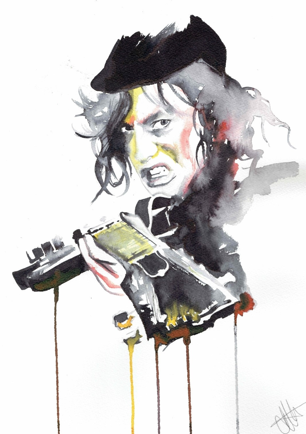 Angus Young ACDC Painting Ink Fan Art Digital Print - Etsy