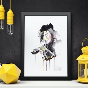 Angus Young ACDC Painting Ink Fan Art Digital Print