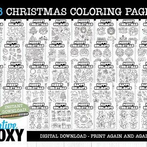 Christmas Doodle Coloring Pages - 38 Pages of Holiday Fun to Color - Kids to Adults - Cute Illustrated Instant Printable Digital Downloads