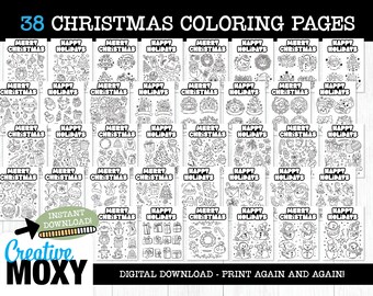 Weihnachten Doodle Malseiten - 38 druckbare Feiertage Designs (digitaler Download)