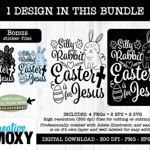 Silly Rabbit Easter is for Jesus, Cute Easter EPS PNG, Digital Download, Printable Cut File SVG, Easter Bunny Egg Jesus Cross Illustration