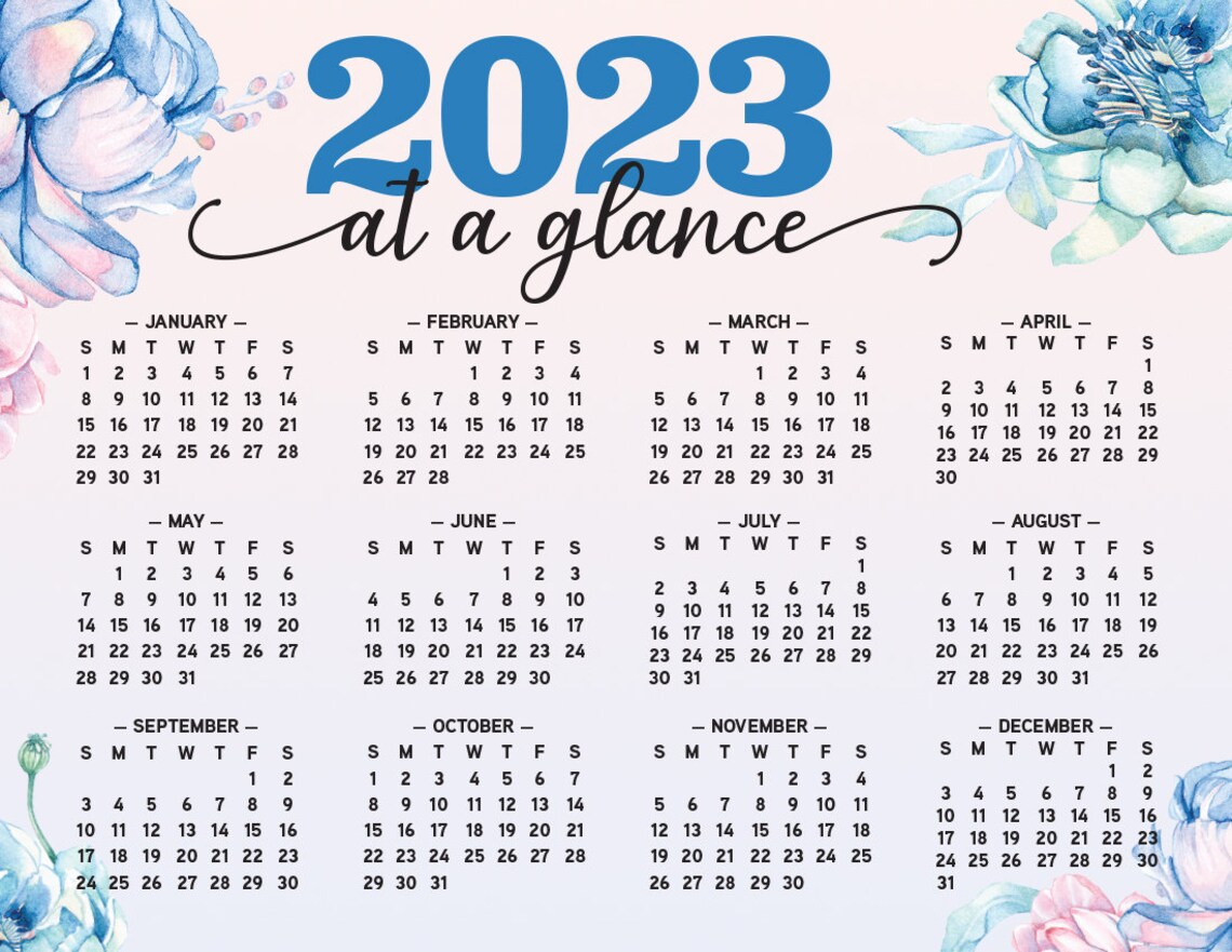 2023 12 Month Printable Calendar Printable Calendar 2023