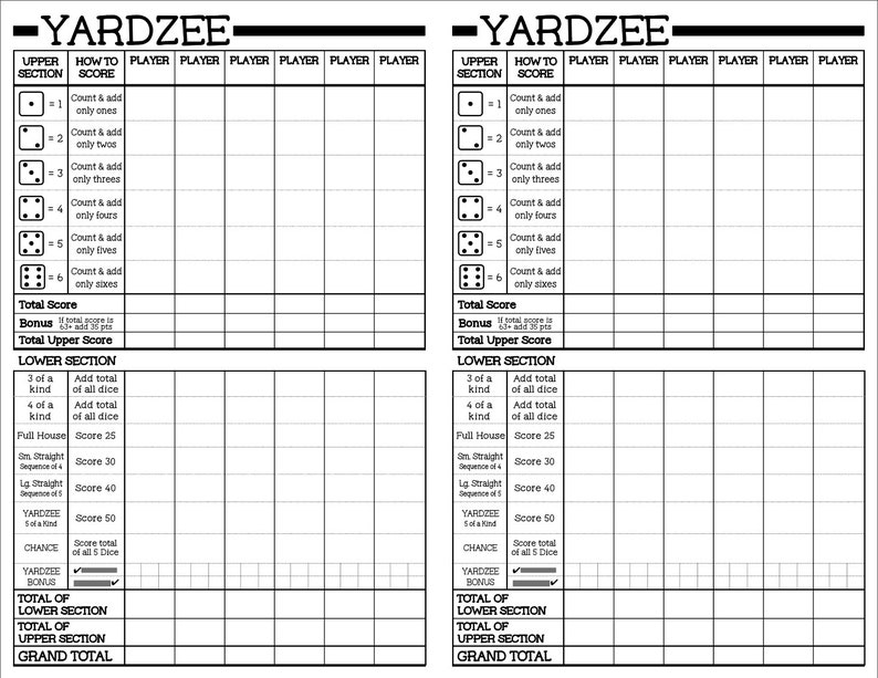 Yardzee Outdoor Game Ultimate Bundle Kit Digital Download Printable