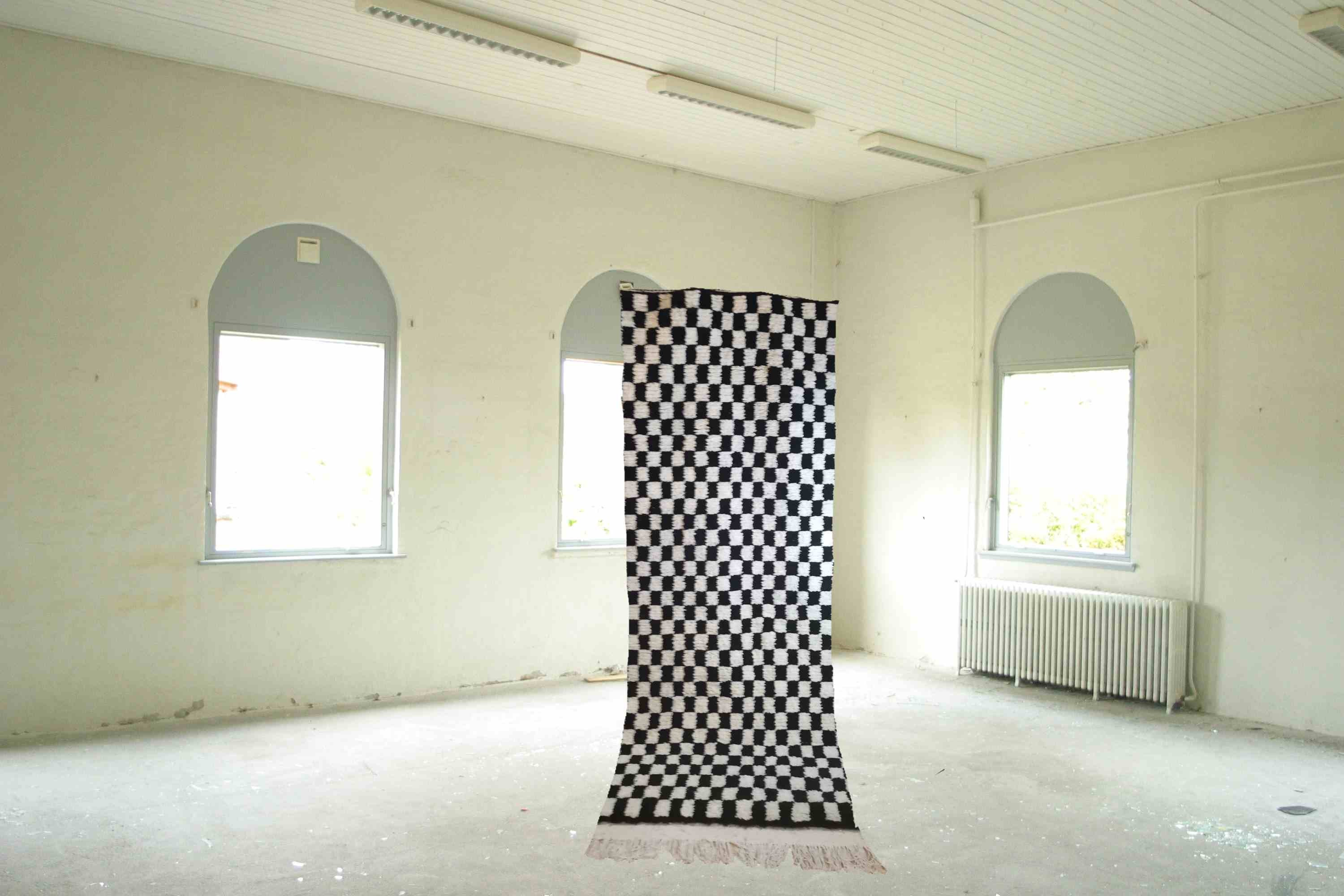 Black White Checkered Moroccan rug Moroccan custom rug Etsy