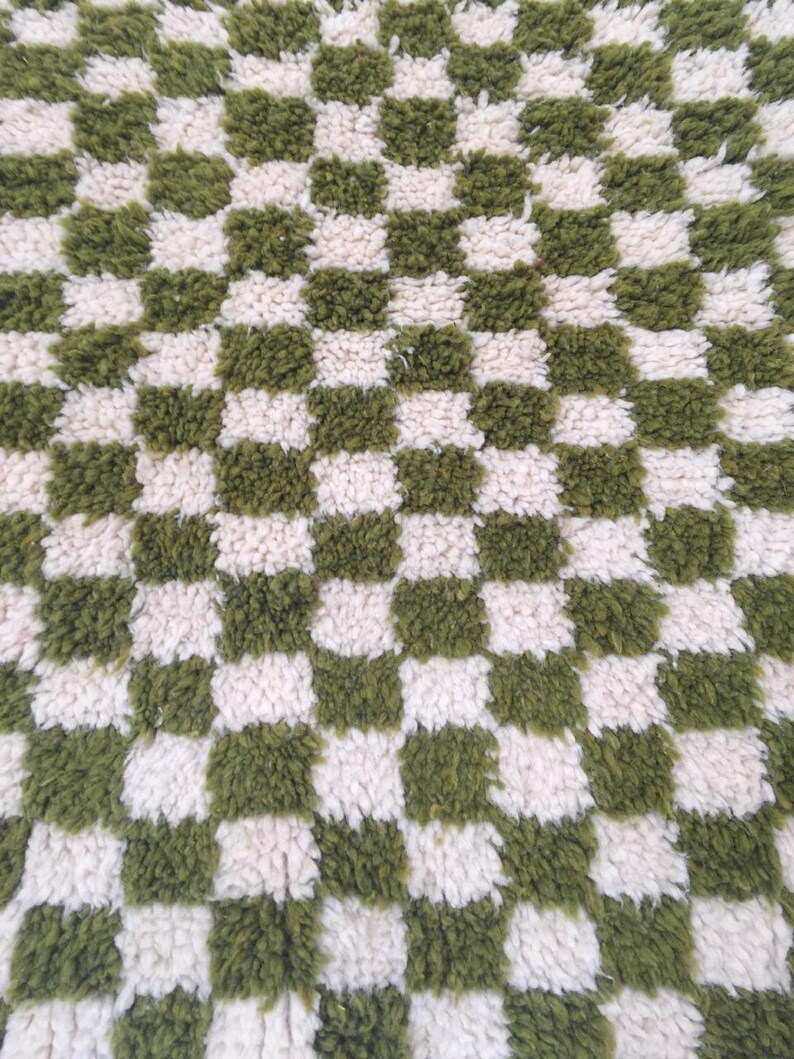 Olive Green Chess Checker Rug Moroccan Rug Moroccan Custom Etsy