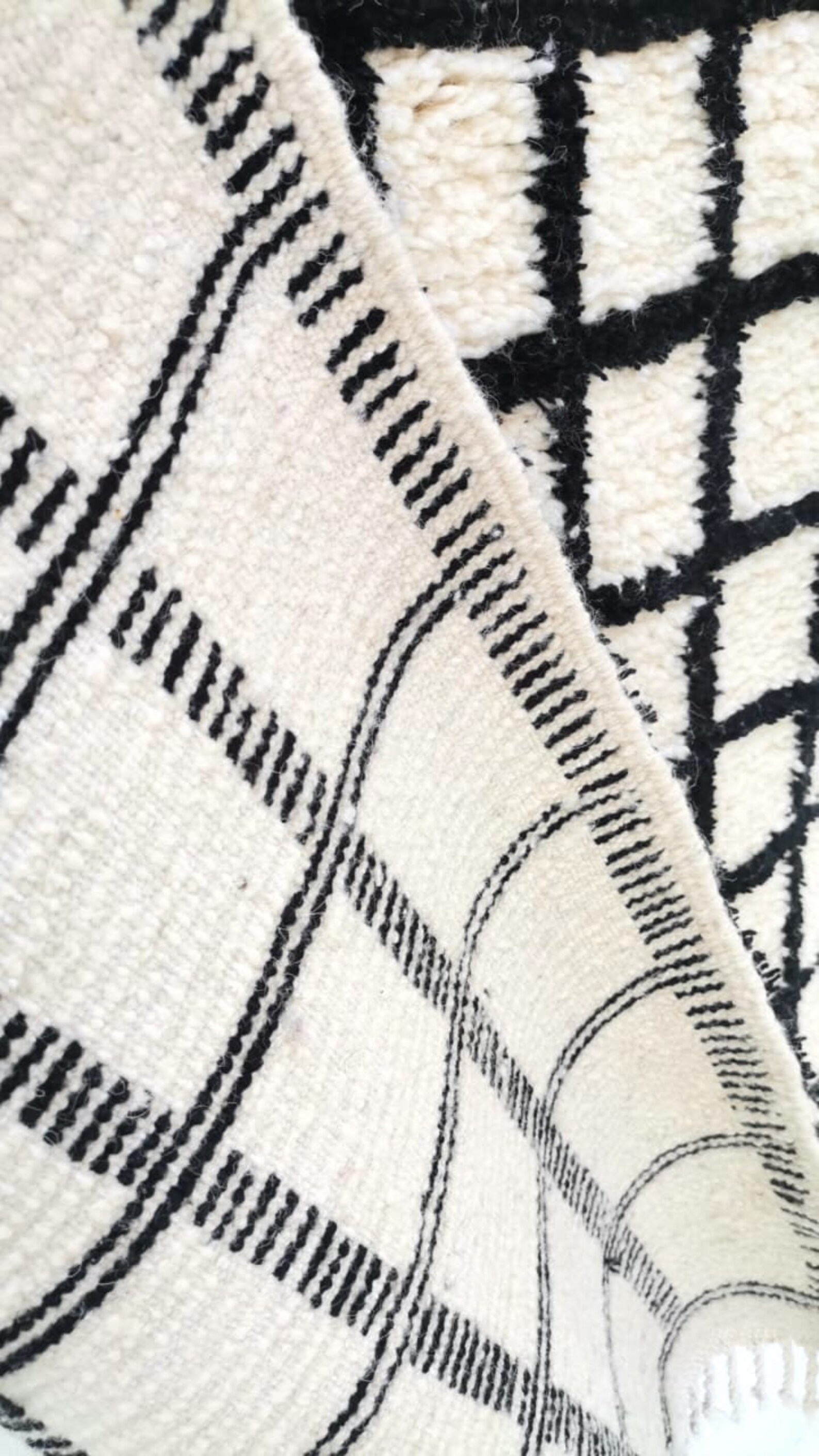 Custom Moroccan Grid Rug Black White Moroccan Rug Minimalist Etsy