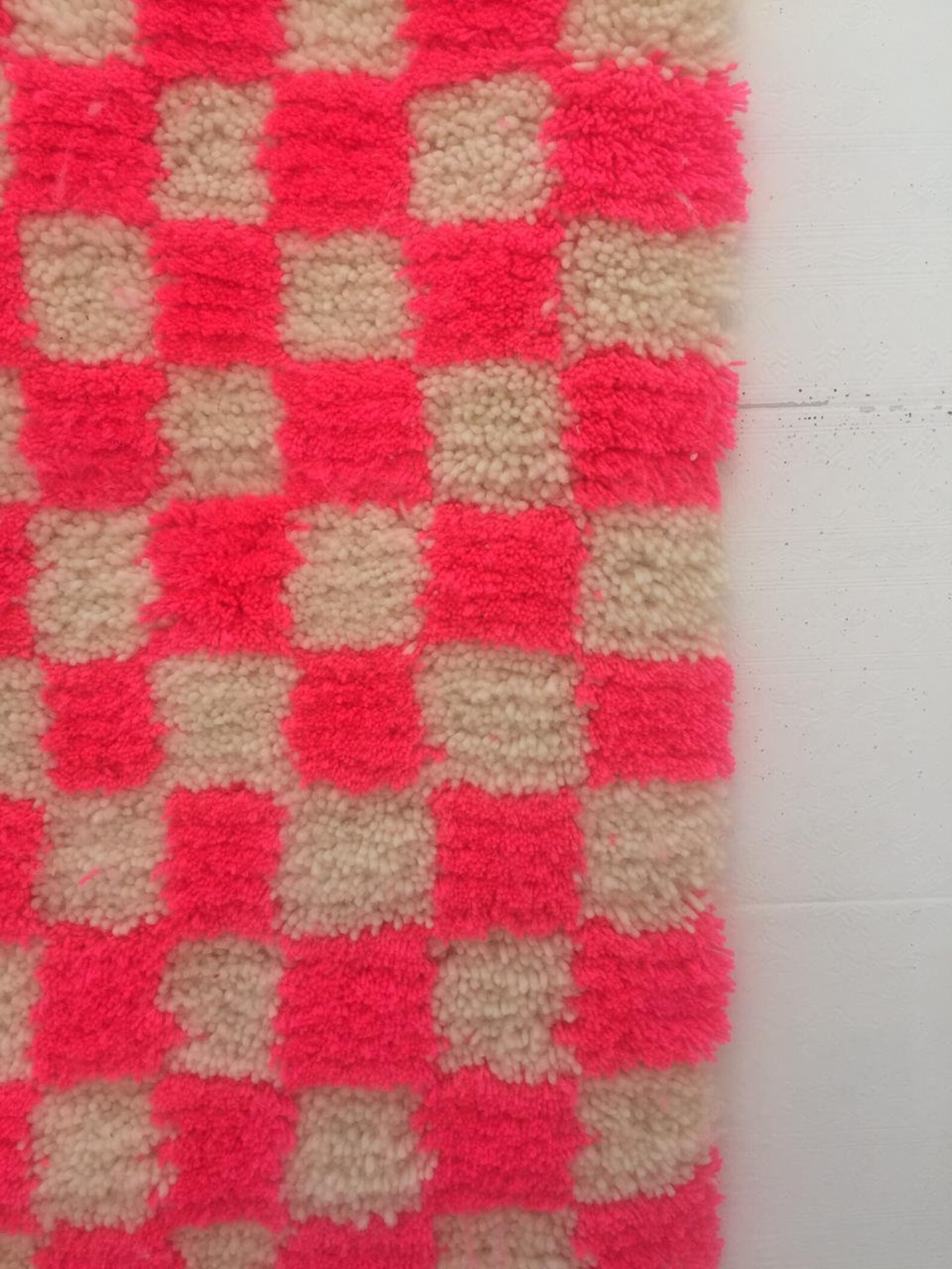 Neon Pink Checkered Rug Moroccan Custom Rug Checkerboard Rug Etsy