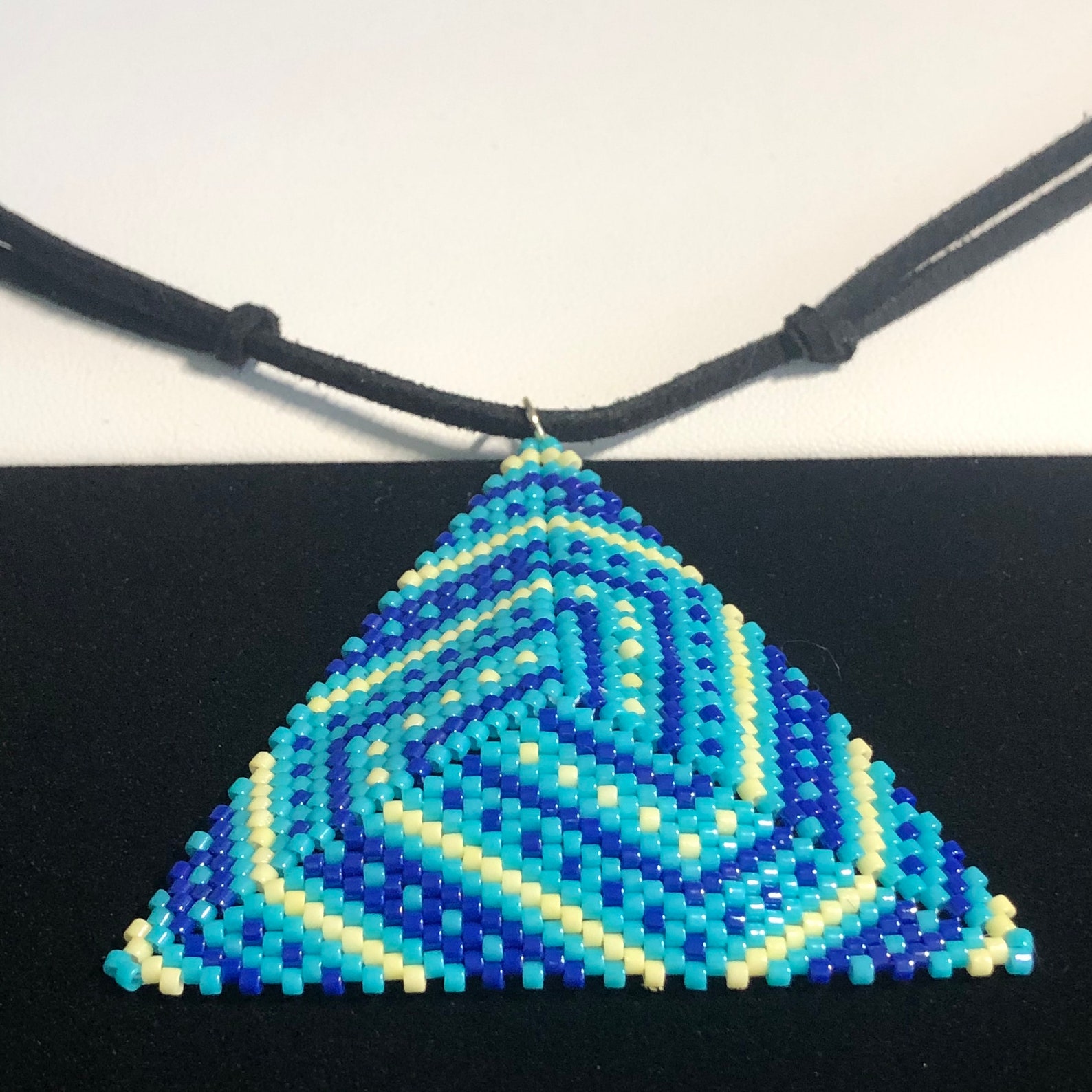 Handmade Peyote Beaded Triangle Pendant Etsy