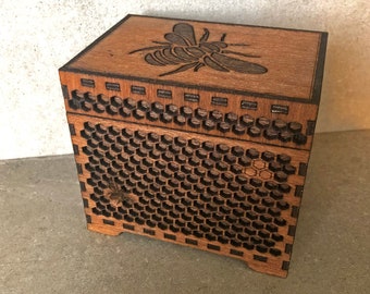 Laser Cut Bee Box – Honeycomb Design, Keepsake Storage