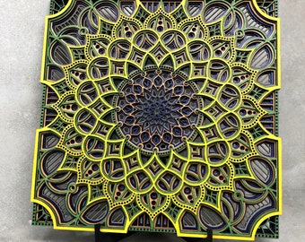 Handcrafted Mandala Wall Hanging - Laser Cut Wood Art