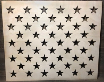50 Étoiles de l’Union pour drapeau américain - Pochoir en bois - Coupe laser de précision