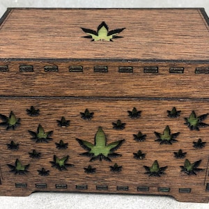 Stashbox 420gifts - Handmade Marijuana Accessories - Wooden Lasercut Box - Perfect to Store Your Doob Tubes and other Accessories! image 1