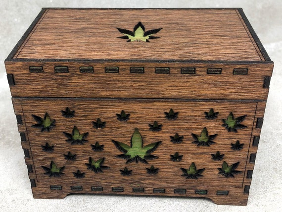 Stashbox 420gifts  - Handmade Marijuana Accessories - Wooden Lasercut Box - Perfect to Store Your Doob Tubes and other Accessories!
