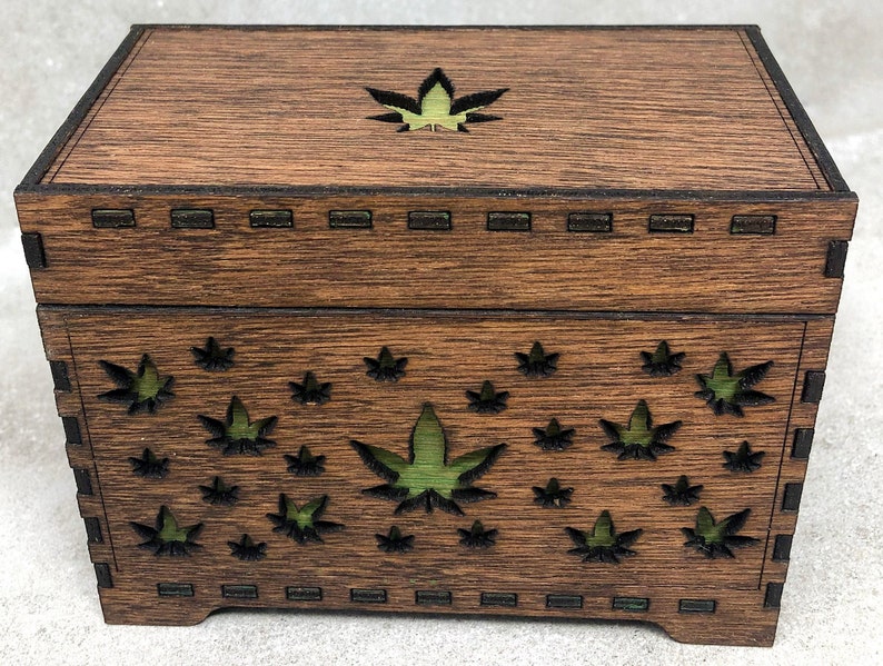 Stashbox 420gifts - Handmade Marijuana Accessories - Wooden Lasercut Box - Perfect to Store Your Doob Tubes and other Accessories! image 1