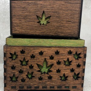 Stashbox 420gifts - Handmade Marijuana Accessories - Wooden Lasercut Box - Perfect to Store Your Doob Tubes and other Accessories! image 5