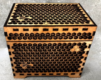 Honeycomb Bee Keepsake Box – Laser Cut Wooden Bee Decor