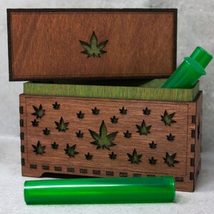 Stashbox 420gifts - Handmade Marijuana Accessories - Wooden Lasercut Box - Perfect to Store Your Doob Tubes and other Accessories! image 3