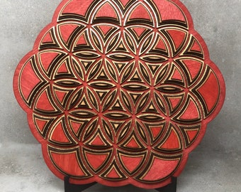 Wood Mandala Wall Art – Sacred Geometry, Laser Cut