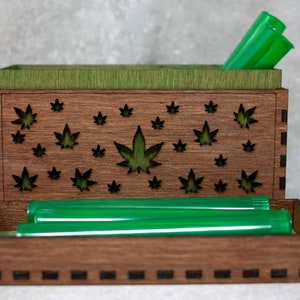 Stashbox 420gifts - Handmade Marijuana Accessories - Wooden Lasercut Box - Perfect to Store Your Doob Tubes and other Accessories! image 4