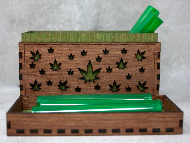 Stashbox 420gifts - Handmade Marijuana Accessories - Wooden Lasercut Box - Perfect to Store Your Doob Tubes and other Accessories! image 4