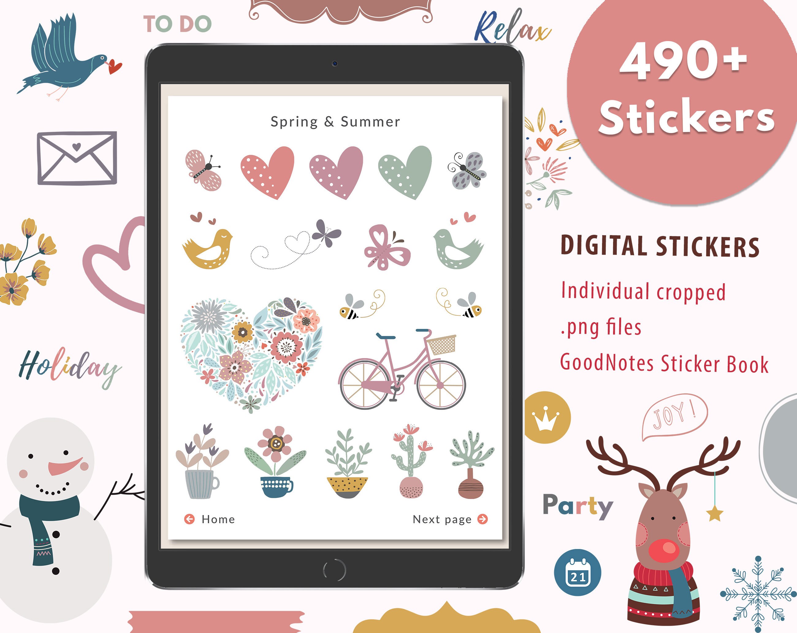 490 Digital Planner Good Notes stickers PNG stickers for Etsy.de